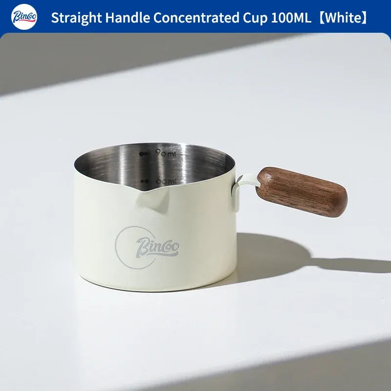 Bincoo Stainless Steel Espresso Measuring Cup With Wood Handle