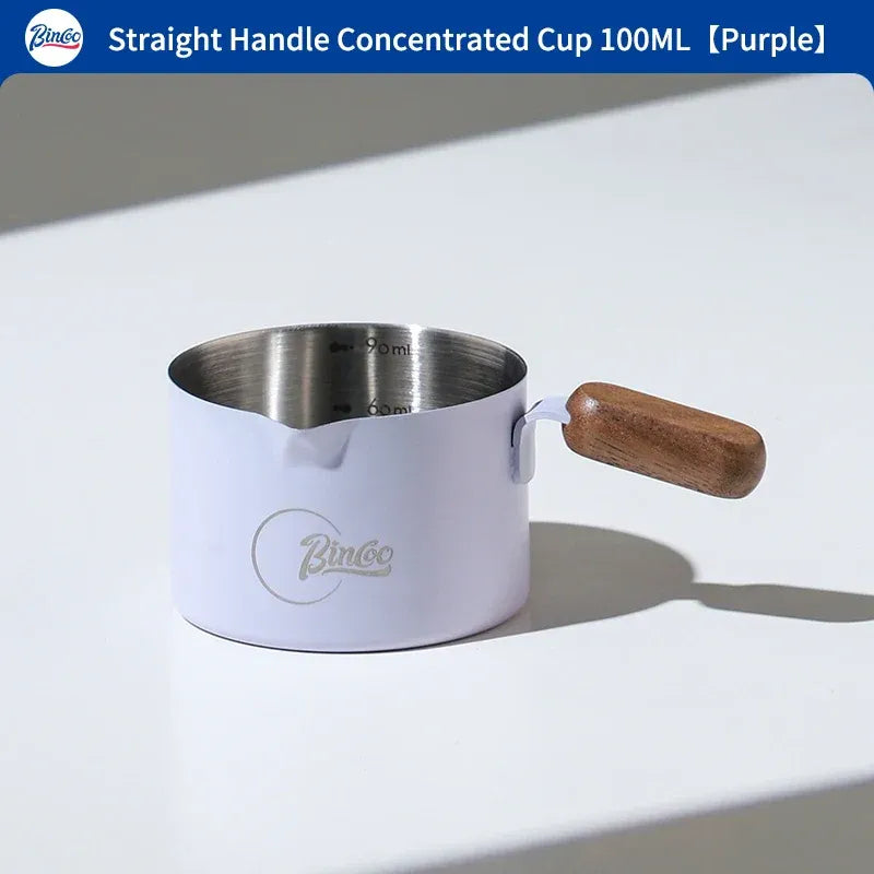 Bincoo Stainless Steel Espresso Measuring Cup With Wood Handle