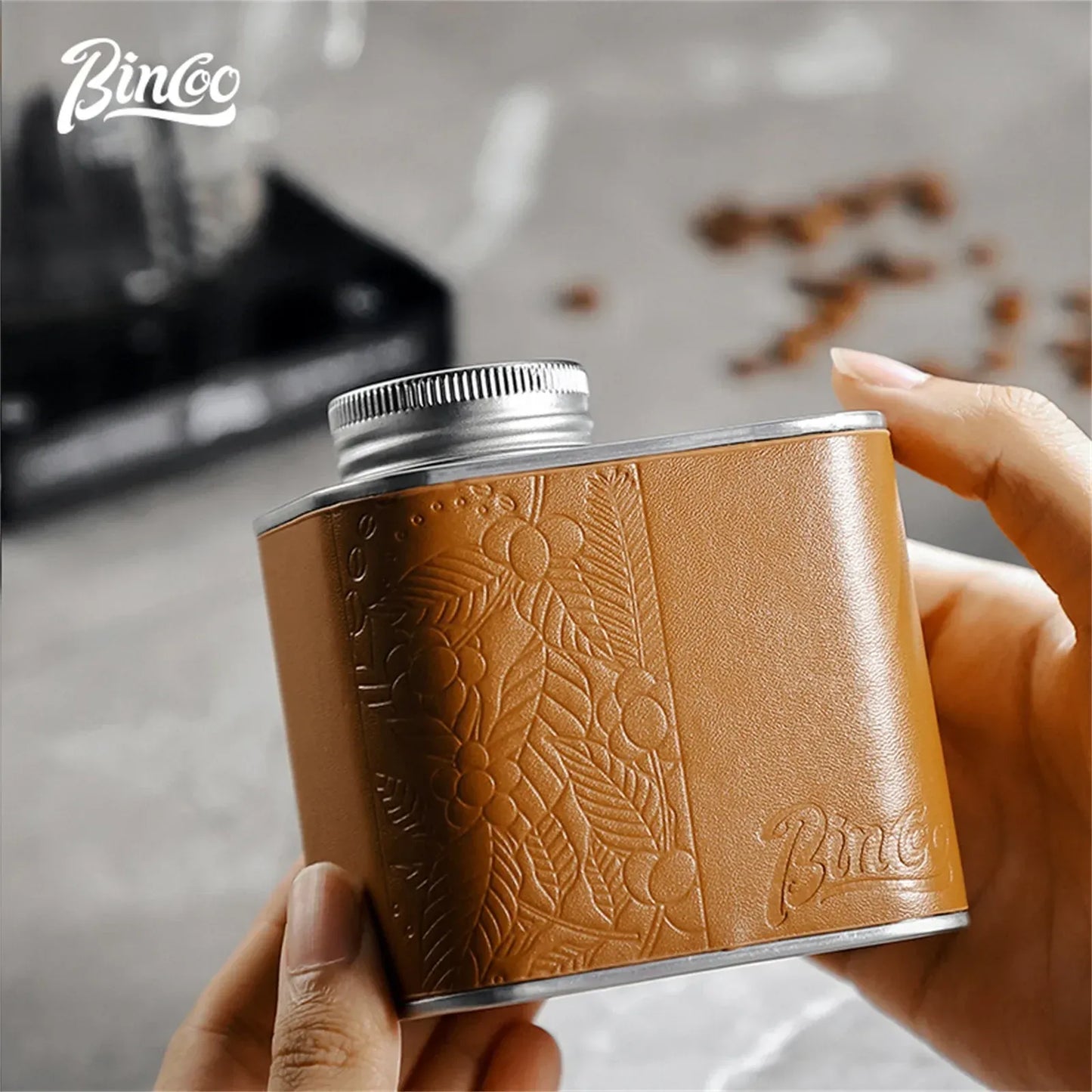 Bincoo Vacuum Coffee Container with One Way Valve (Brown)