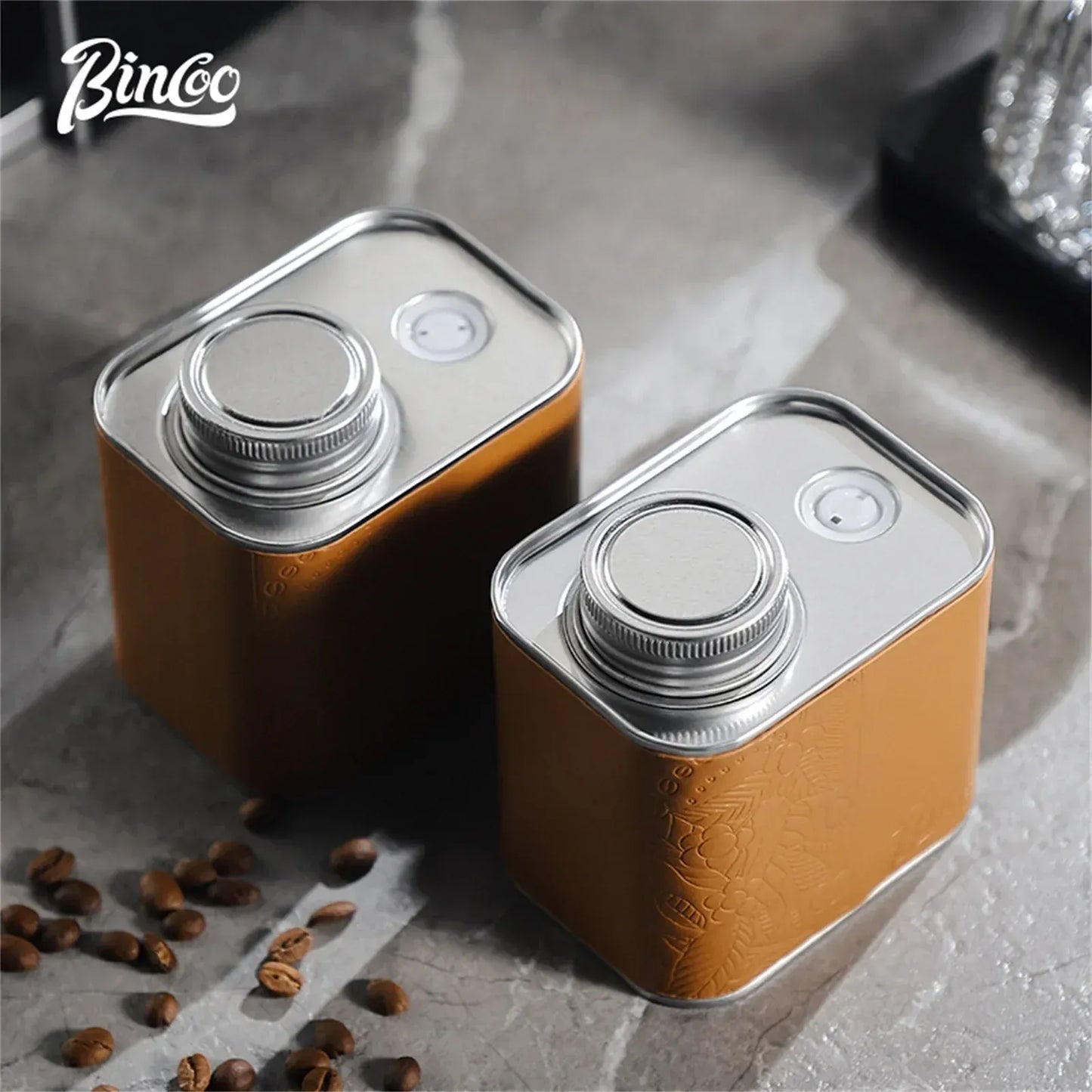Bincoo Vacuum Coffee Container with One Way Valve (Brown)