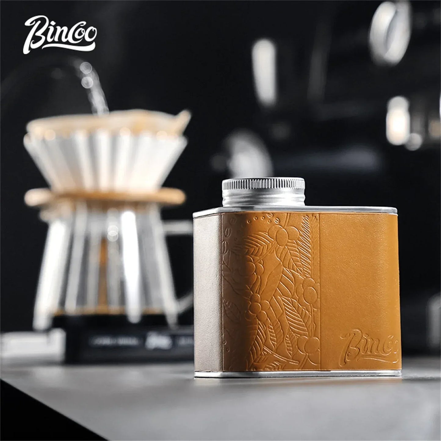 Bincoo Vacuum Coffee Container with One Way Valve (Brown)