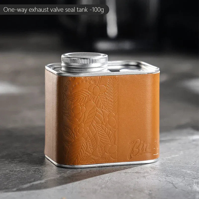 Bincoo Vacuum Coffee Container with One Way Valve (Brown)