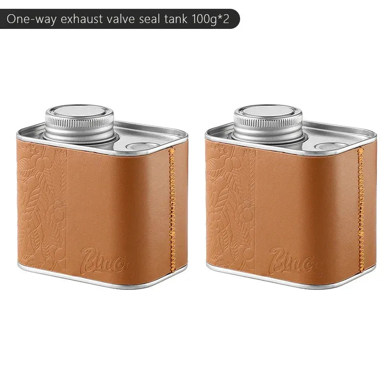 Bincoo Vacuum Coffee Container with One Way Valve (Brown)