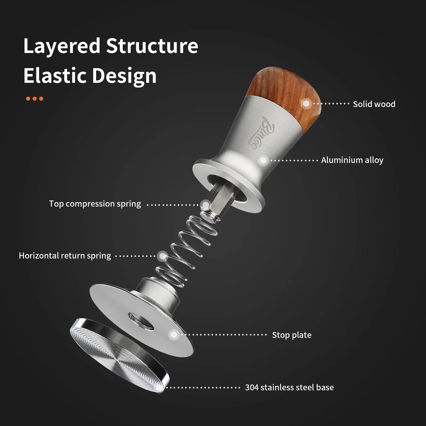 Bincoo Walnut Top Spring Pressure Threaded Base (Silver/White)