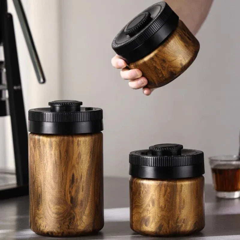 Bincoo Wood Finish Vacuum Coffee Container