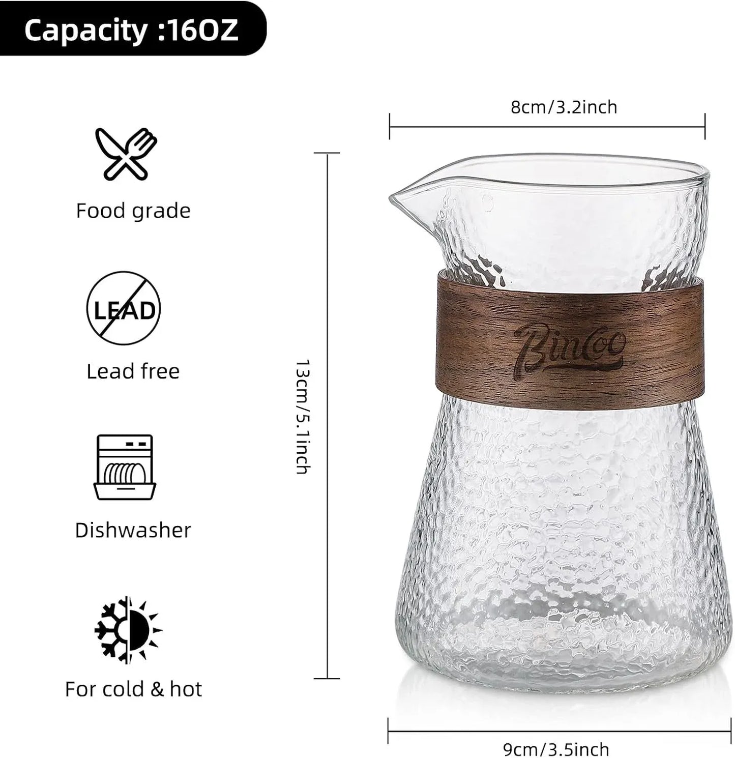 Bincoo Hammered Glass Coffee Server
