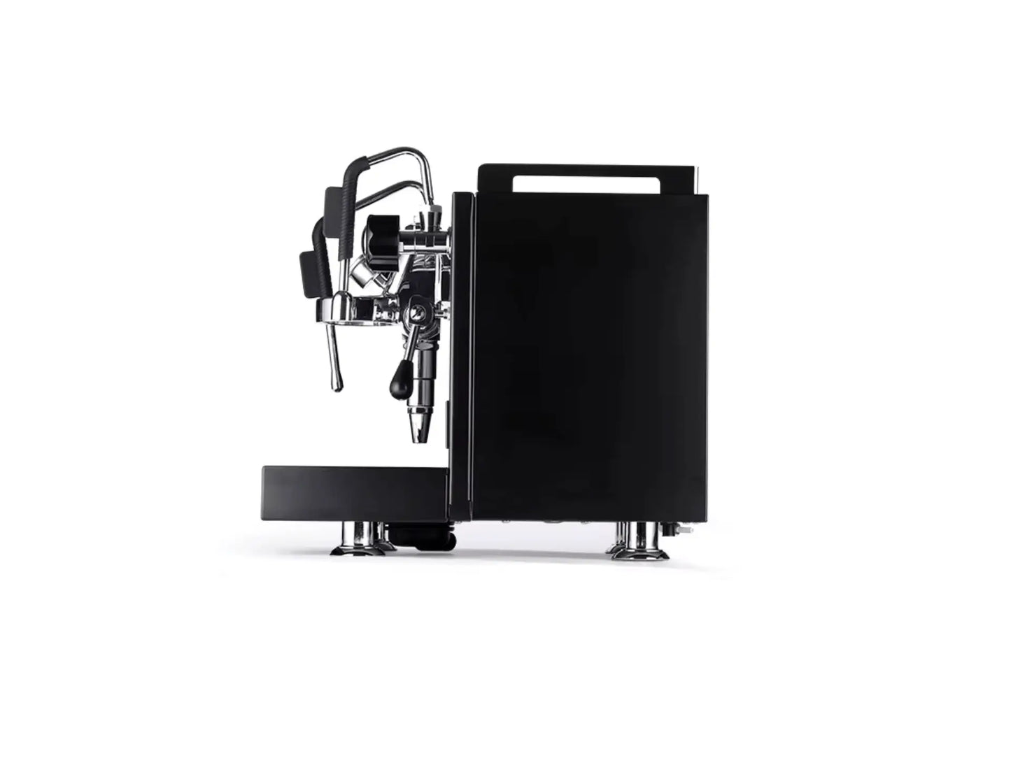 Black espresso machine on a white background