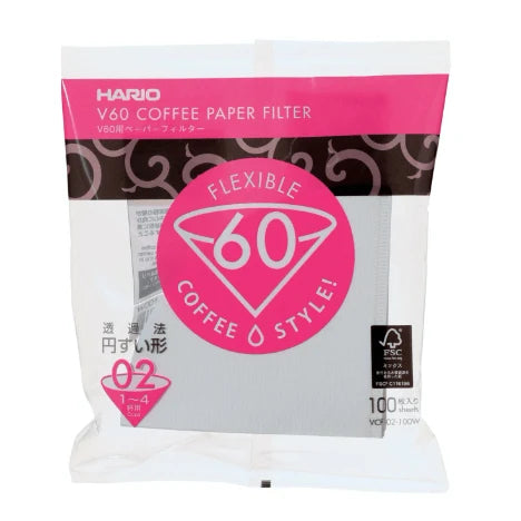 Hario V60 Paper Filters - Size 02 White (100-Pack)