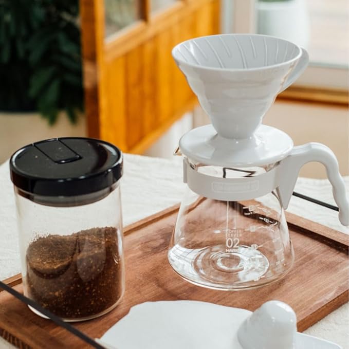 Hario V60 White Plastic Dripper Set with 600ml Server