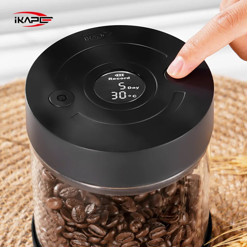 IKAPE Electric Vacuum Bean Canisters With Digital Display