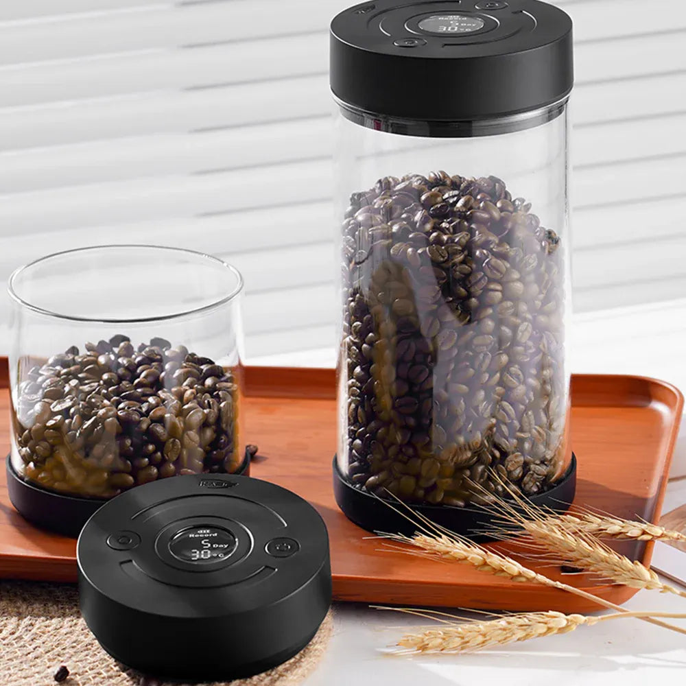 IKAPE Electric Vacuum Bean Canisters With Digital Display