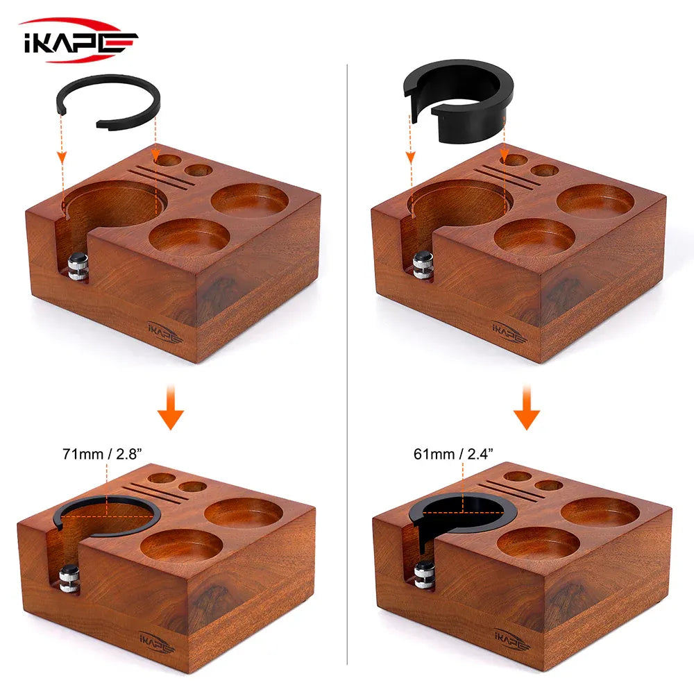 IKAPE 7 in 1 Wooden Coffee Tamping Station
