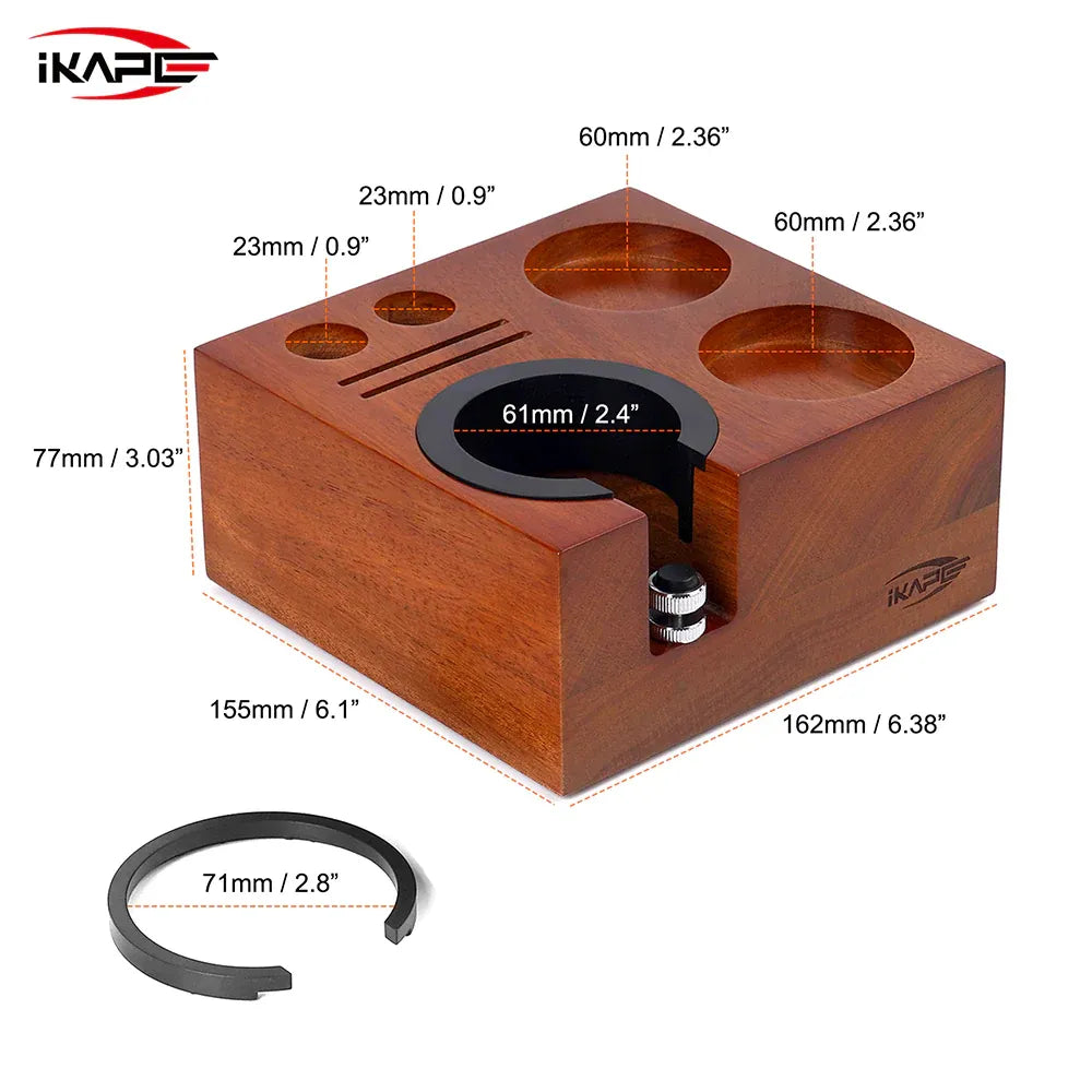 IKAPE 7 in 1 Wooden Coffee Tamping Station