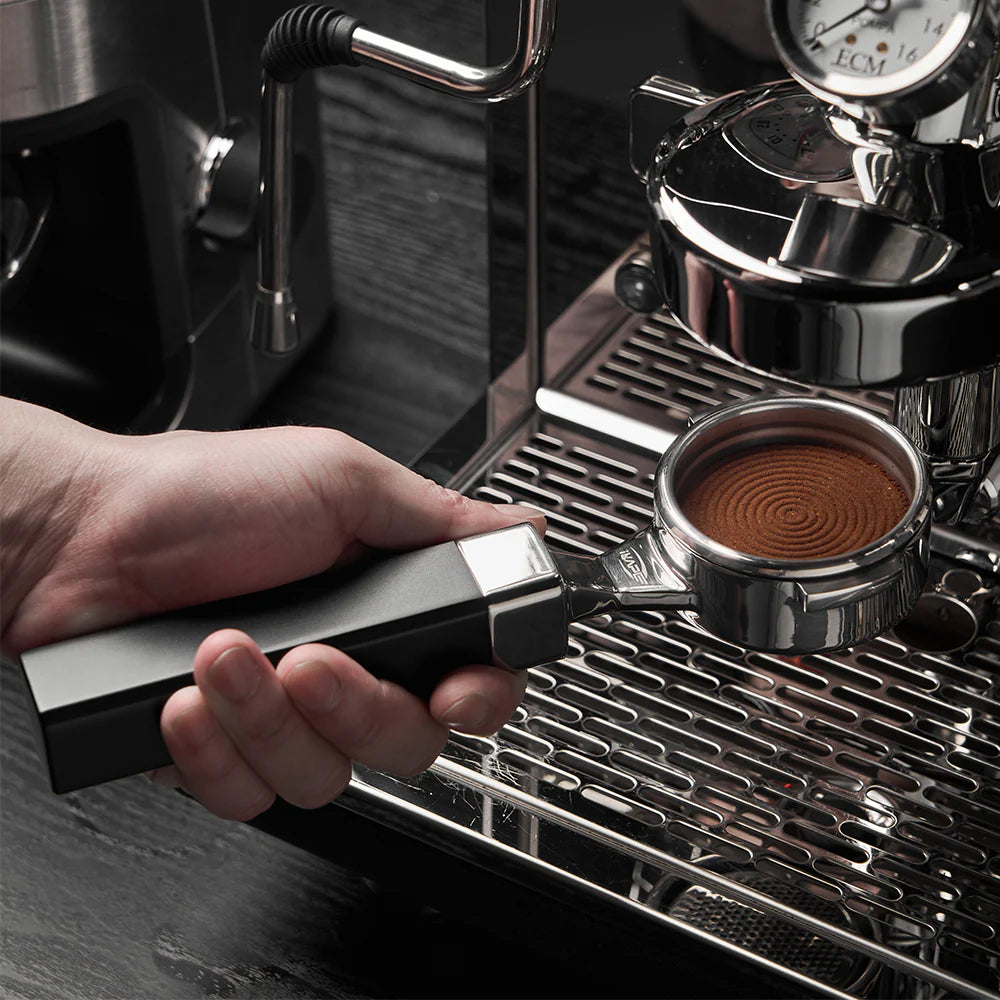 IKAPE Flat-Base E61 Bottomless Portafilter with High-Extraction Basket-CUBOID
