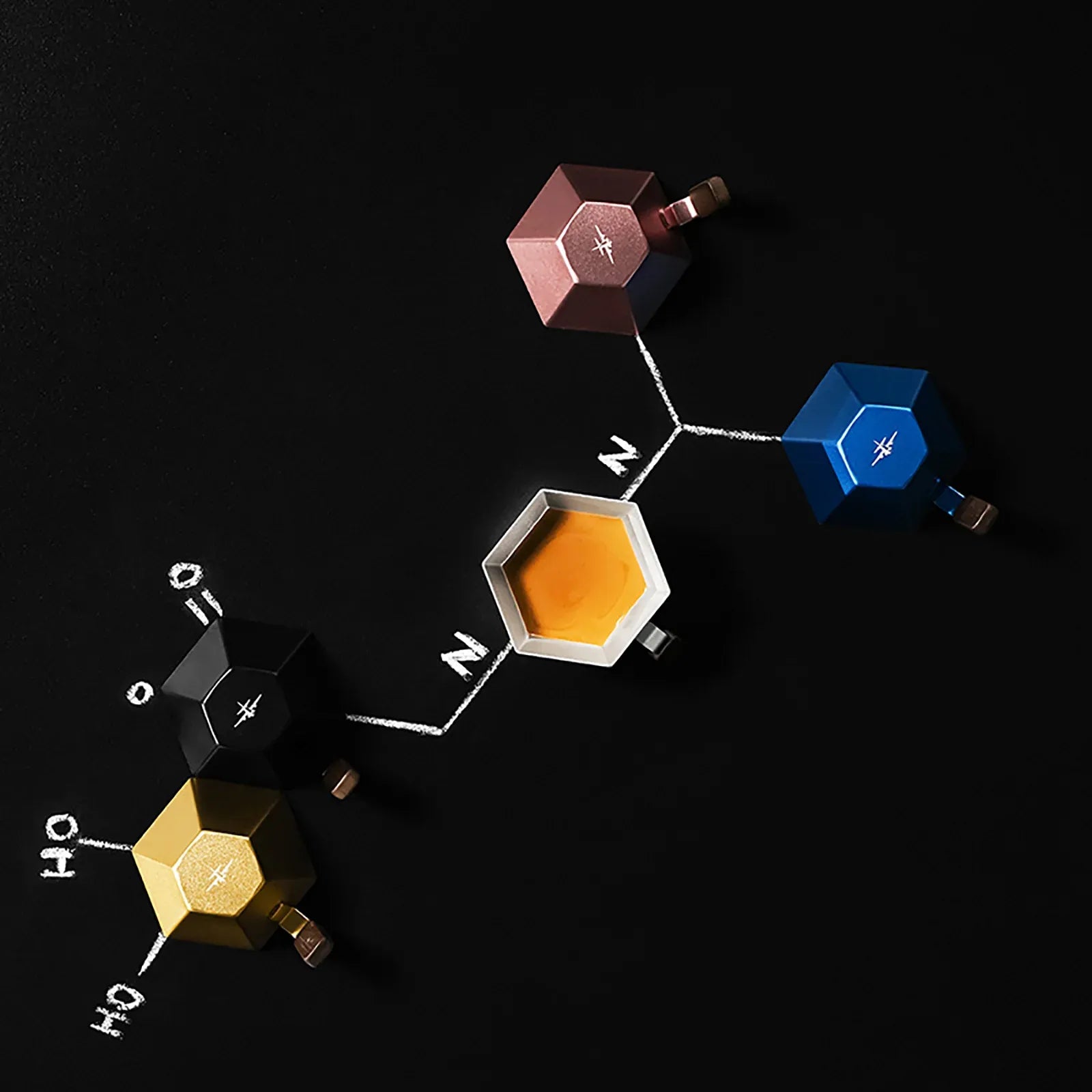 Colorful molecular model on a black background