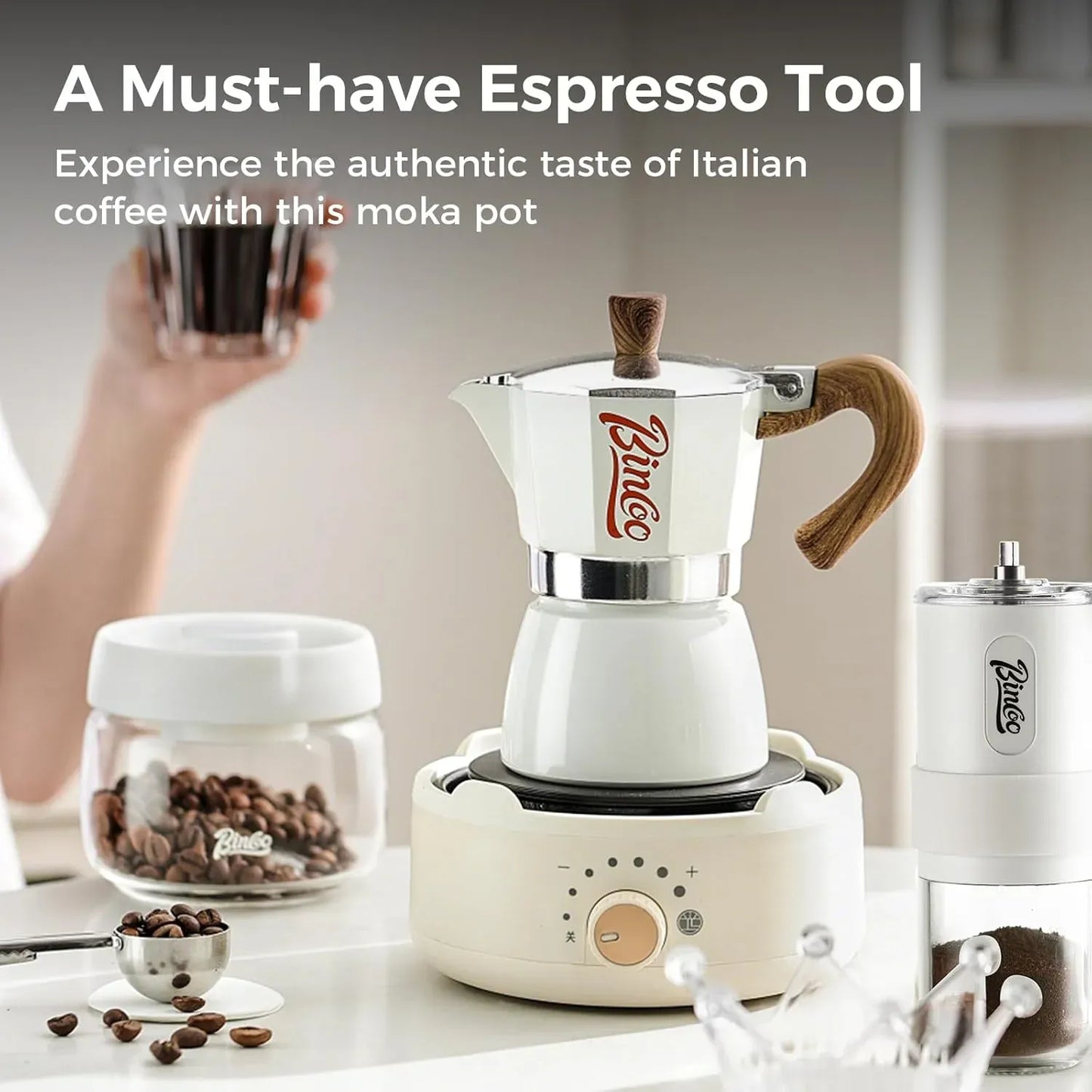 Bincoo Moka Pot + Electric Stove Kit (300ml)