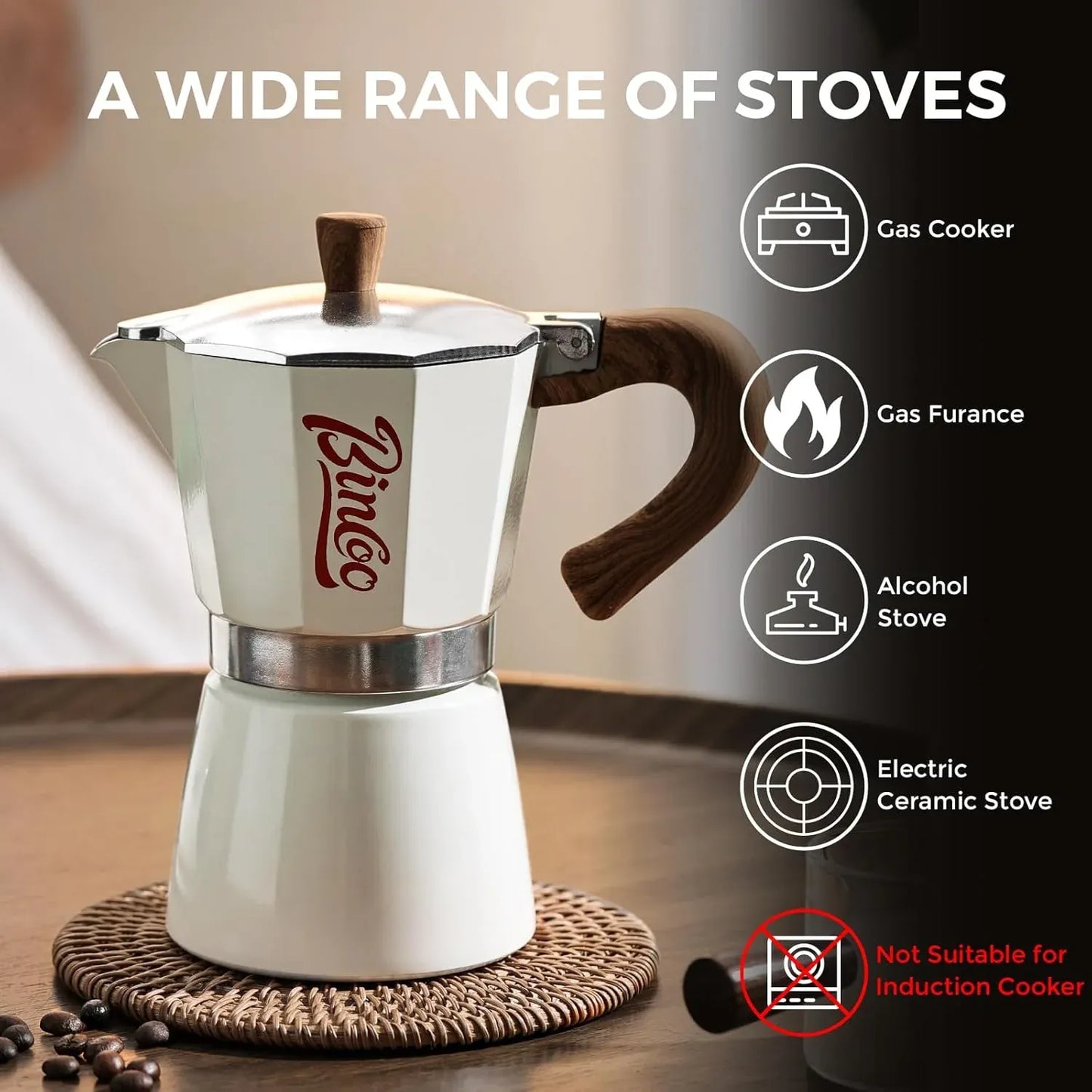 Bincoo Moka Pot + Electric Stove Kit (300ml)