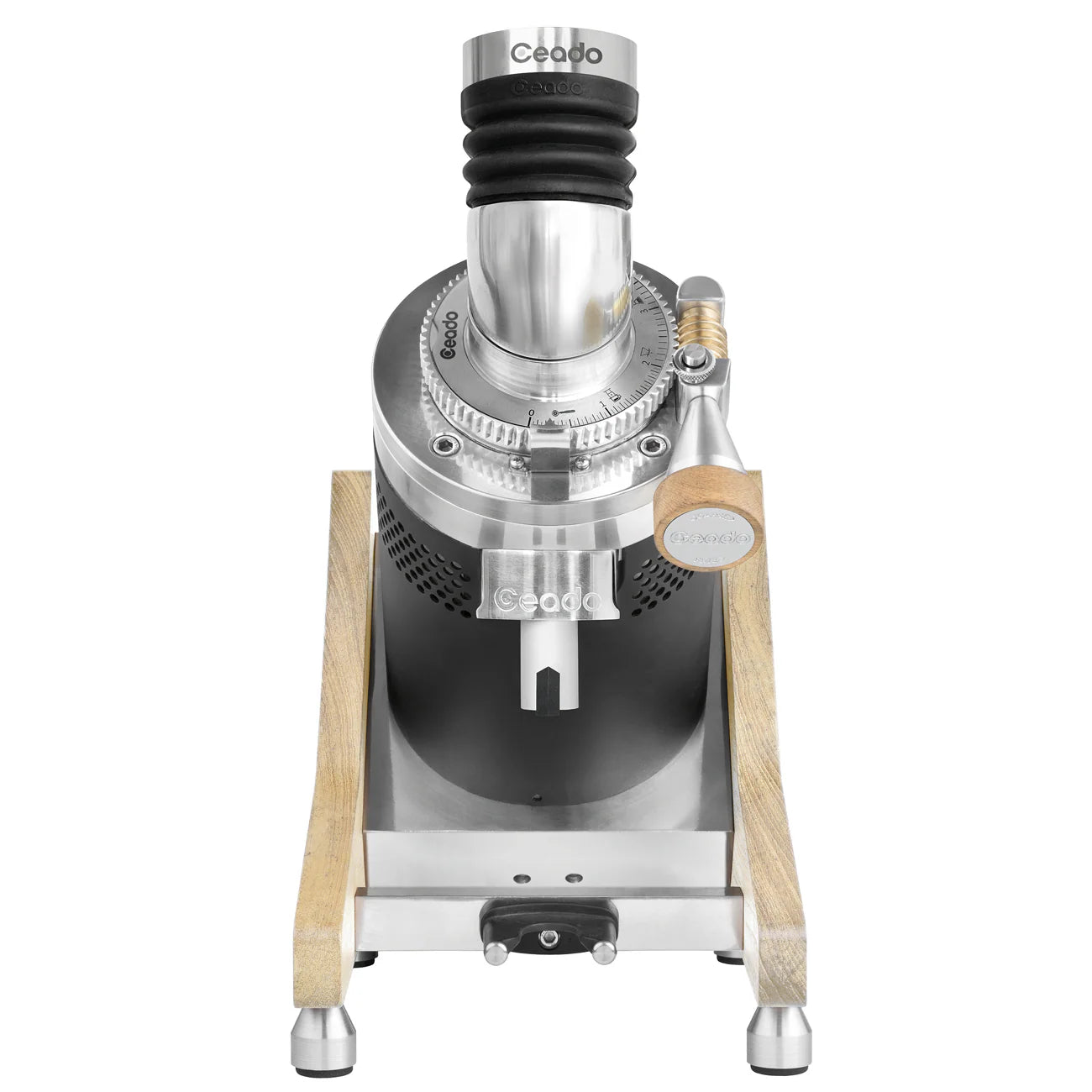 Ceado E37Z Naked single dose grinder with wood base, stainless steel body and premium Italian design
