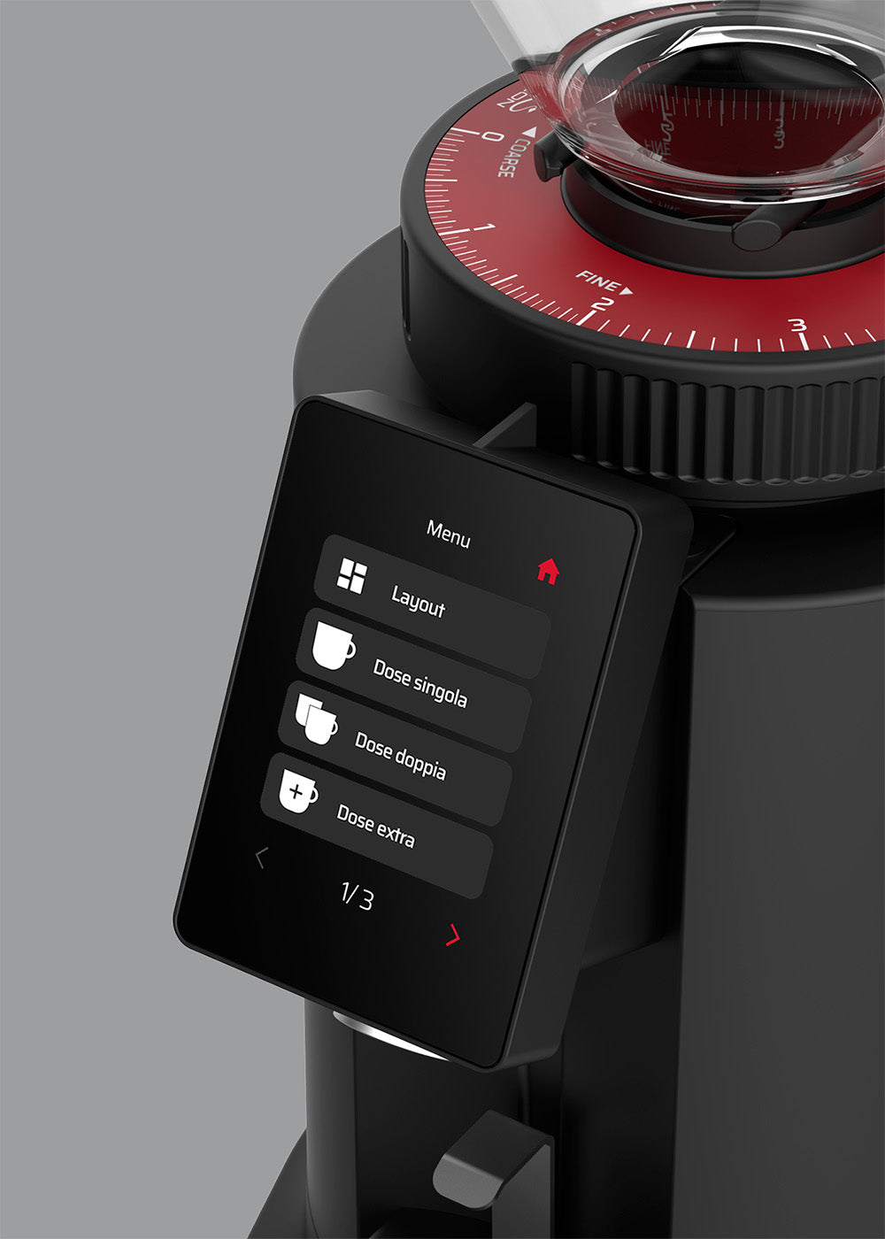 Close-up detail of Ceado Leon 700 touchscreen interface showing programmable dose settings and controls
