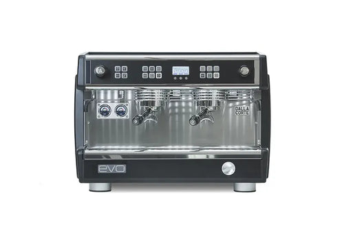 Black Dalla Corte EVO 2 espresso machine with single group head and ergonomic layout