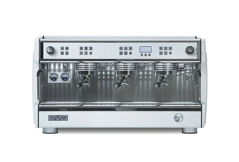Side view of Dalla Corte EVO 2 showing clean espresso machine profile and control panel