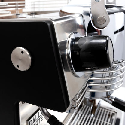 Close-up of Dalla Corte Mina branding and premium finish quality

