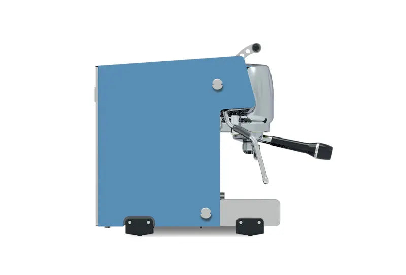 Dalla Corte Studio Aqua in blue color variant showing customizable finish options
