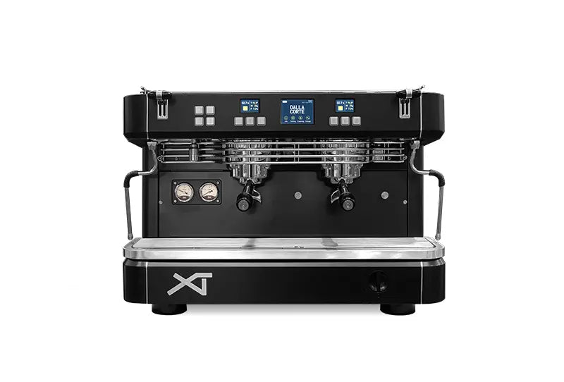 Dalla Corte XT Barista professional espresso machine front view with sleek black finish and touchscreen display
