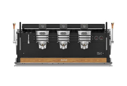 Dalla Corte ZERO Classic group head detail with precision portafilters and brewing chambers
