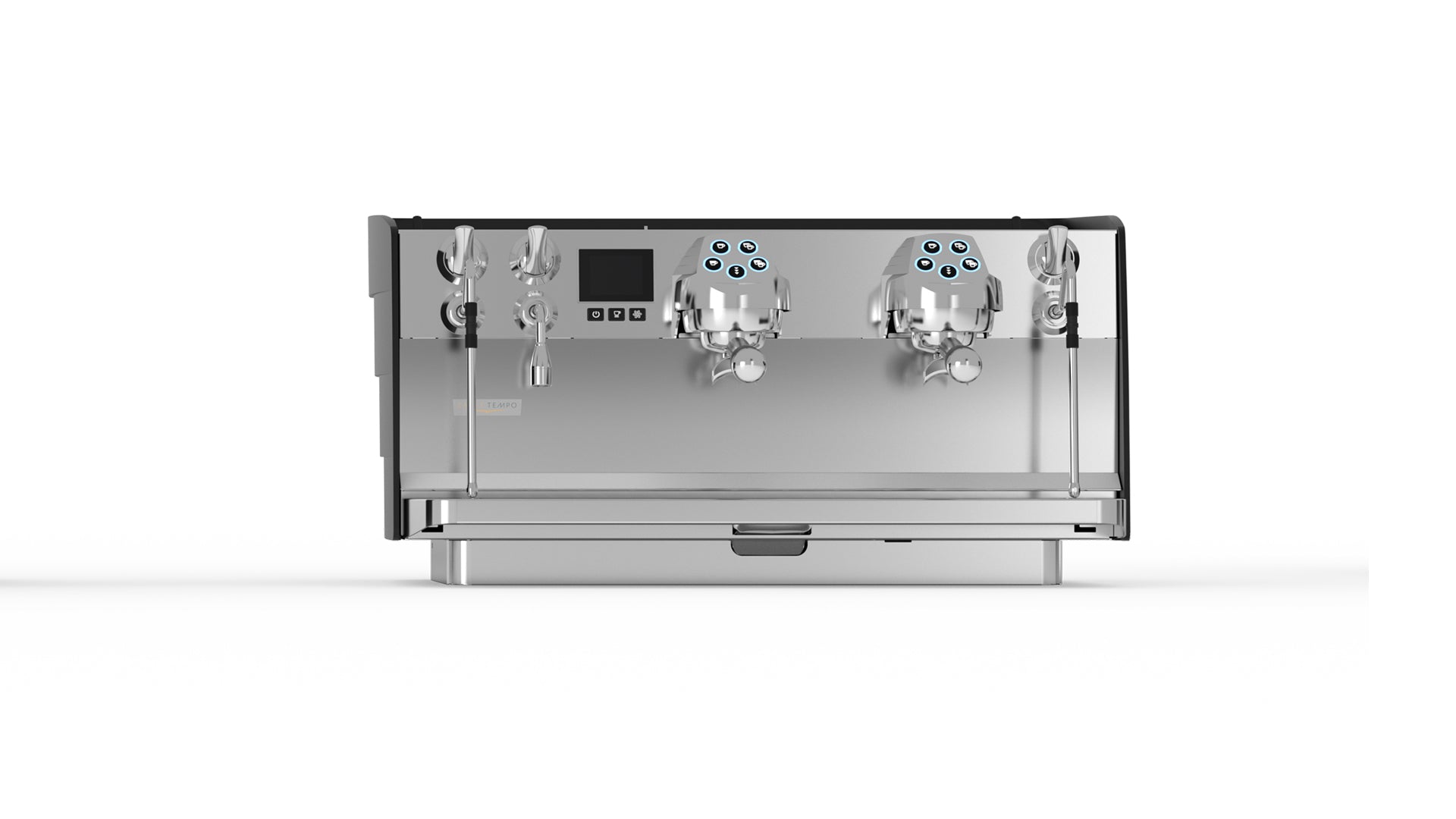 Side profile view of Eagle Tempo showing compact design and professional steam wands
