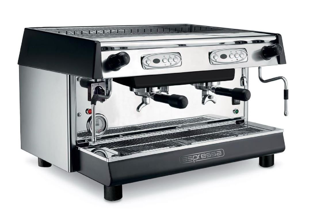 Close-up of Espressa ES One touchscreen control panel with programmable settings and LED display
