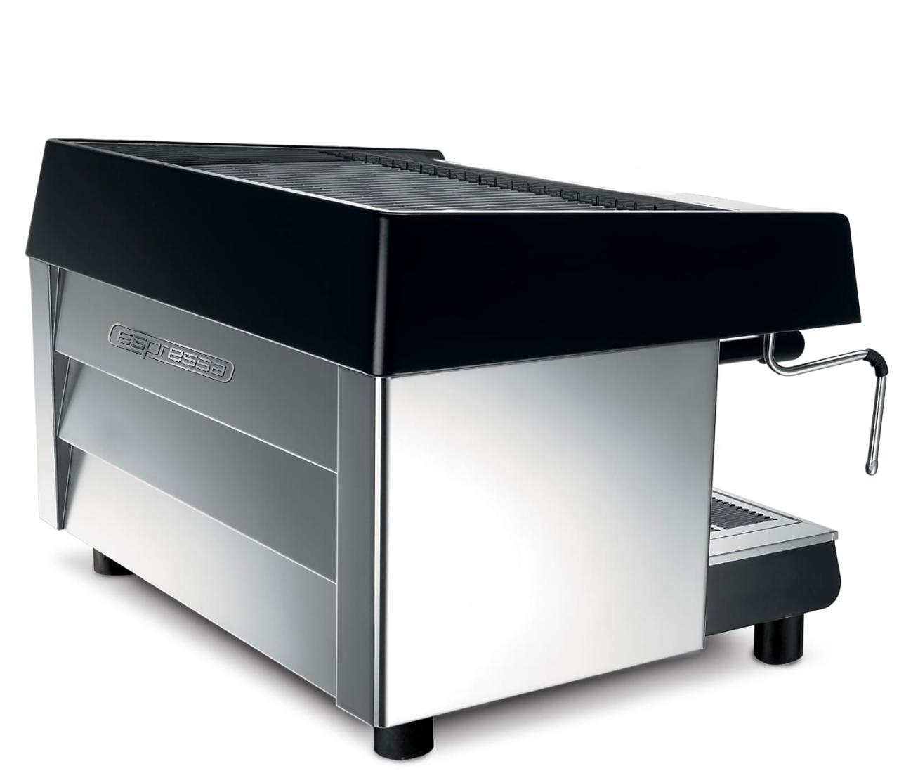 Right side view of Espressa ES One machine highlighting compact professional profile and control panel

