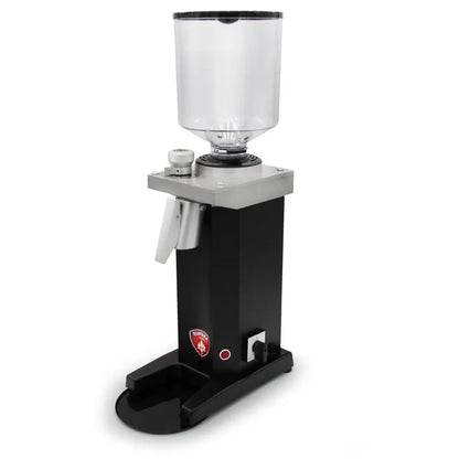 Eureka Drogheria MCD4 Shop Grinder 85mm in black commercial-grade finish with clear bean hopper and simple dispensing spout