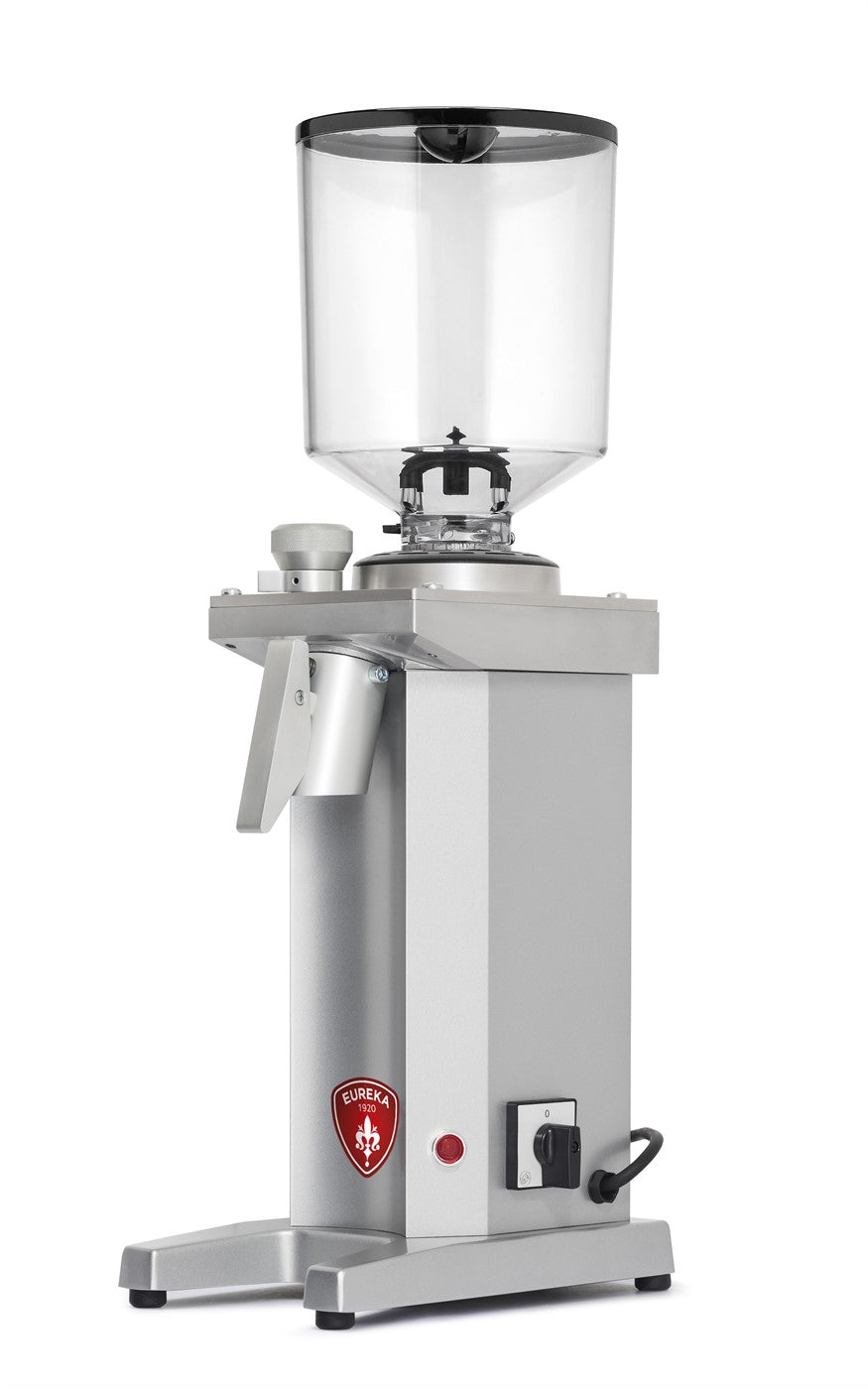Eureka Drogheria MCD4 Shop Grinder 75mm with stainless steel body, large black hopper and bag holder
