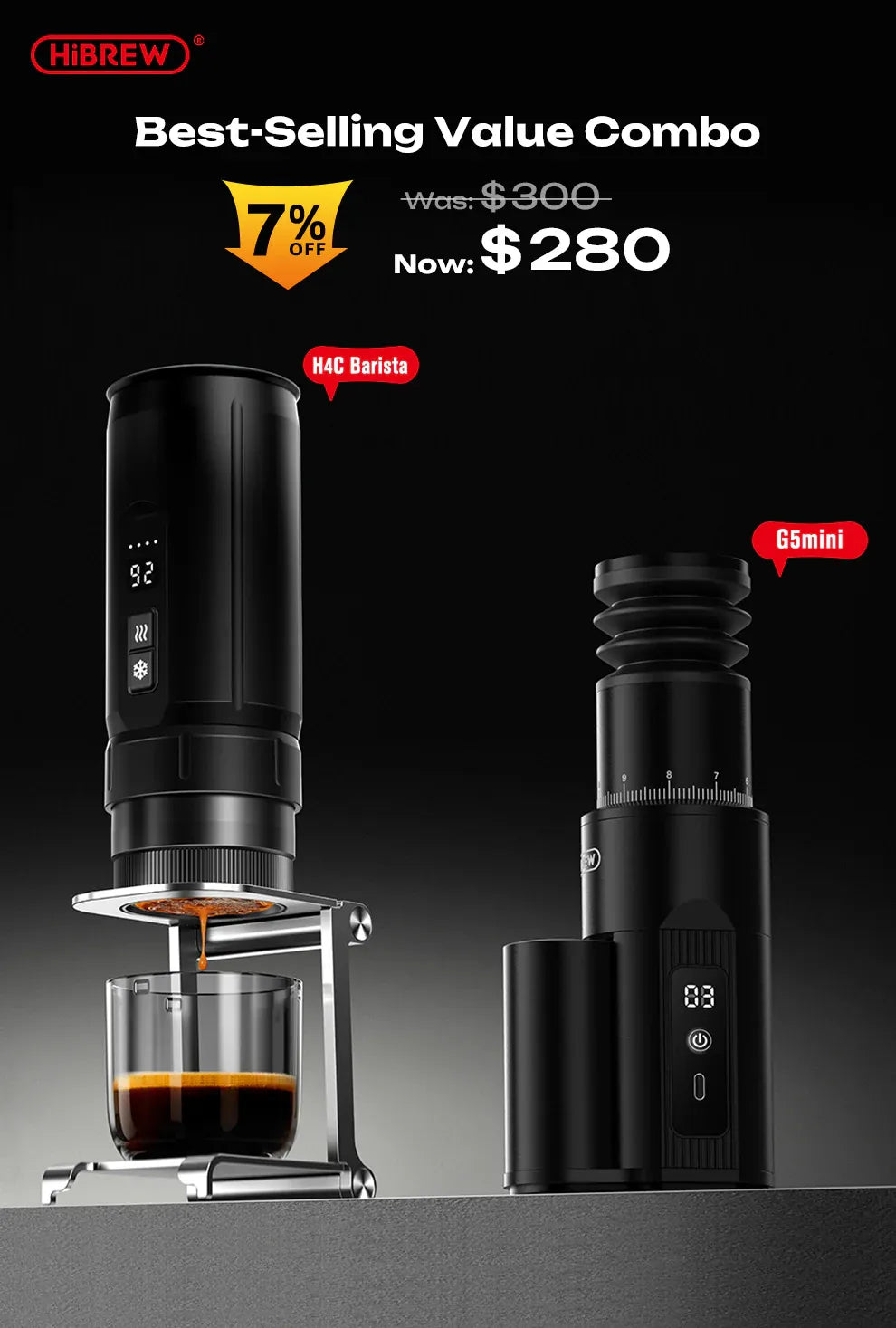 [PRE ORDER] HiBREW G5mini Wireless Portable Coffee Grinder