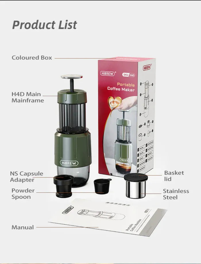 HiBREW H4D 2-in-1 Portable Hand Press Espresso Maker
