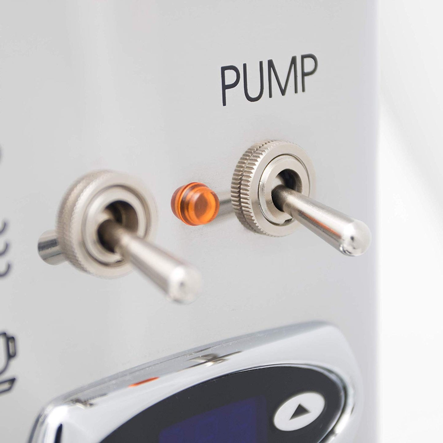 Lelit Anita espresso machine pump toggle switches and control panel with clear labeling
