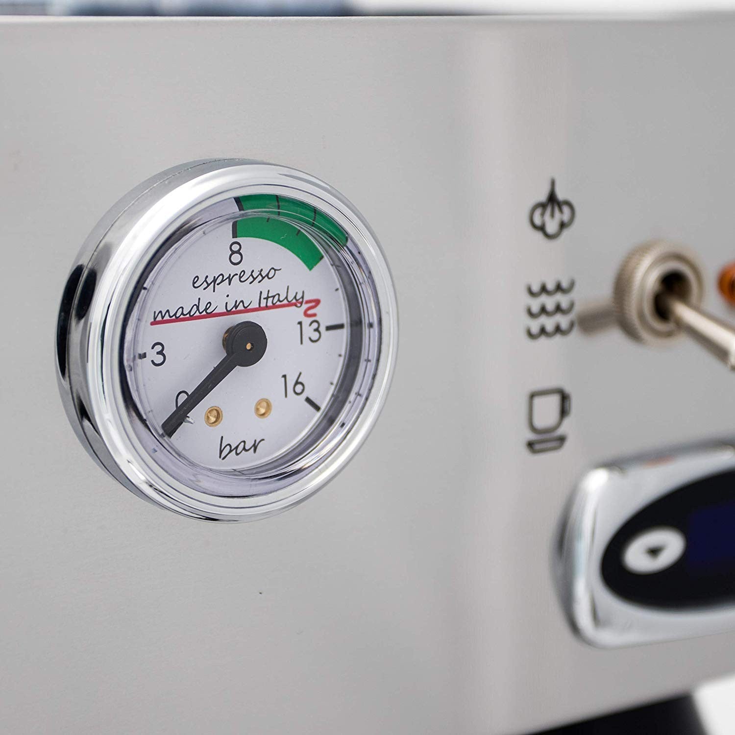 Detail view of Lelit Anita professional steam wand with dual-hole tip for milk frothing

