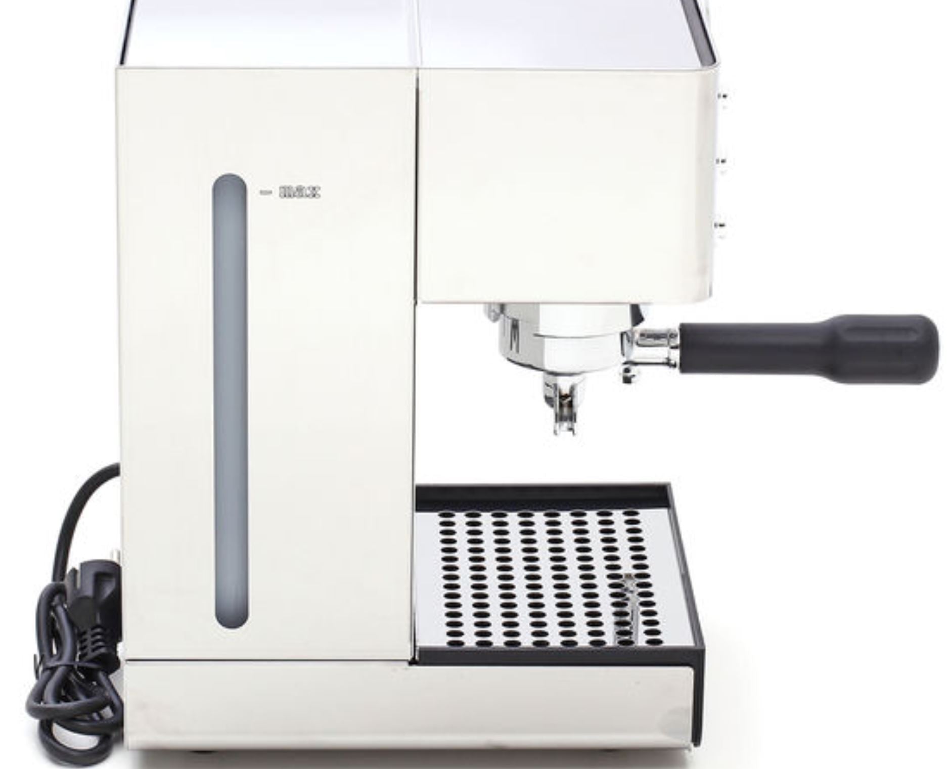 Lelit Anna PL41EM espresso machine left-side view showing power cord and water tank.