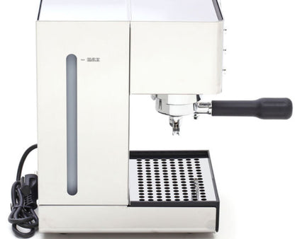 Lelit Anna PL41EM espresso machine left-side view showing power cord and water tank.