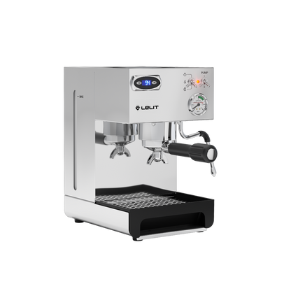 Lelit Anna PL41TEM espresso machine left-side view showing PID, steam wand, and water tank.