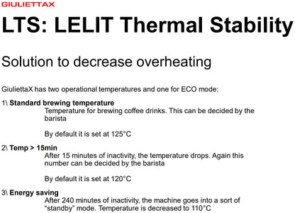 Lelit GiuliettaX technical specifications and performance documentation

