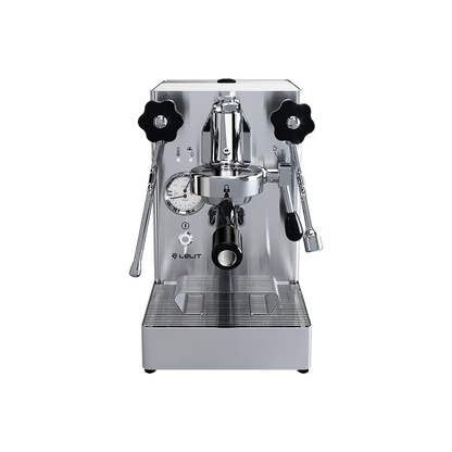 Lelit Mara X V2 PID espresso machine front view with stainless steel body and E61 group head
