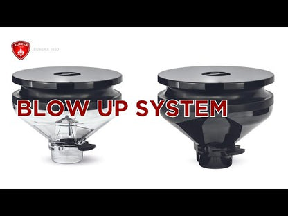Video demonstration of Eureka Drogheria MCD4 grinder featuring blow-up system for burr maintenance