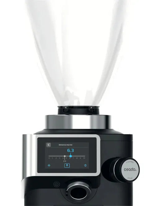 Top view of REV Titan WAM showing burr adjustment and dosing components
