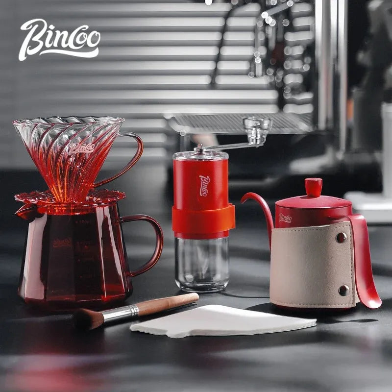 Bincoo Ruby Red Glass Coffee Carafe & V02 Dripper